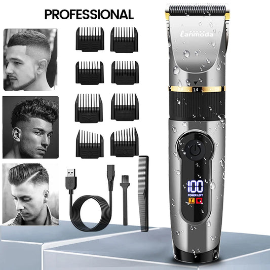 Professional Rechargeable Hair Clipper – LED Waterproof Trimmer