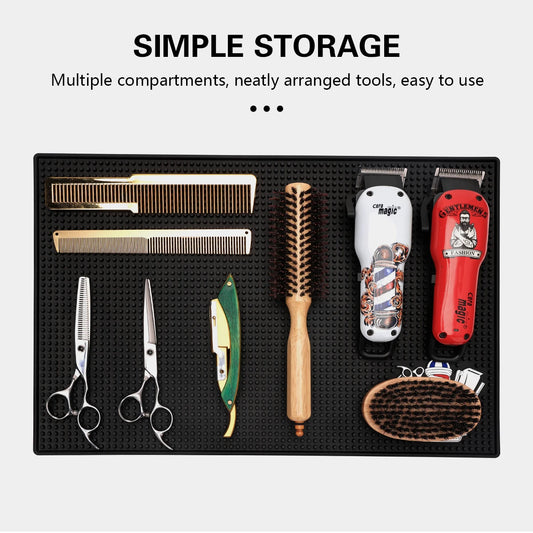 Non-Slip Barber Station Mat – Tool Organizer Pad