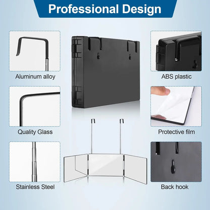 360° Trifold Mirror – Adjustable & Foldable for Self Haircuts