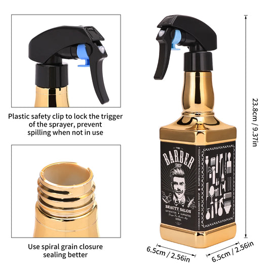 500ML Hairdressing Spray Bottle – Plated Atomizer for Barbers